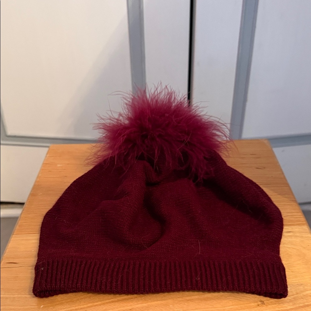 Kate Spade Burgundy Pom-Pom Hat